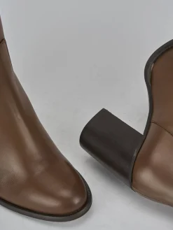 Stivali tacco 8cm pelle marrone