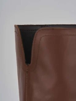 Stivali tacco 2cm pelle marrone