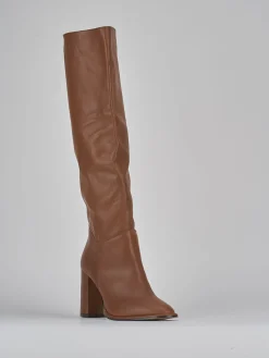 Stivali tacco 9cm pelle marrone