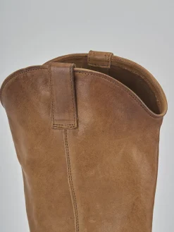 Stivali tacco 7cm pelle marrone