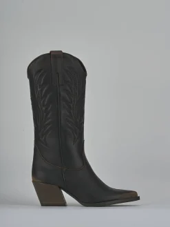 Stivali tacco 5cm pelle marrone