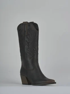 Stivali tacco 5cm pelle marrone