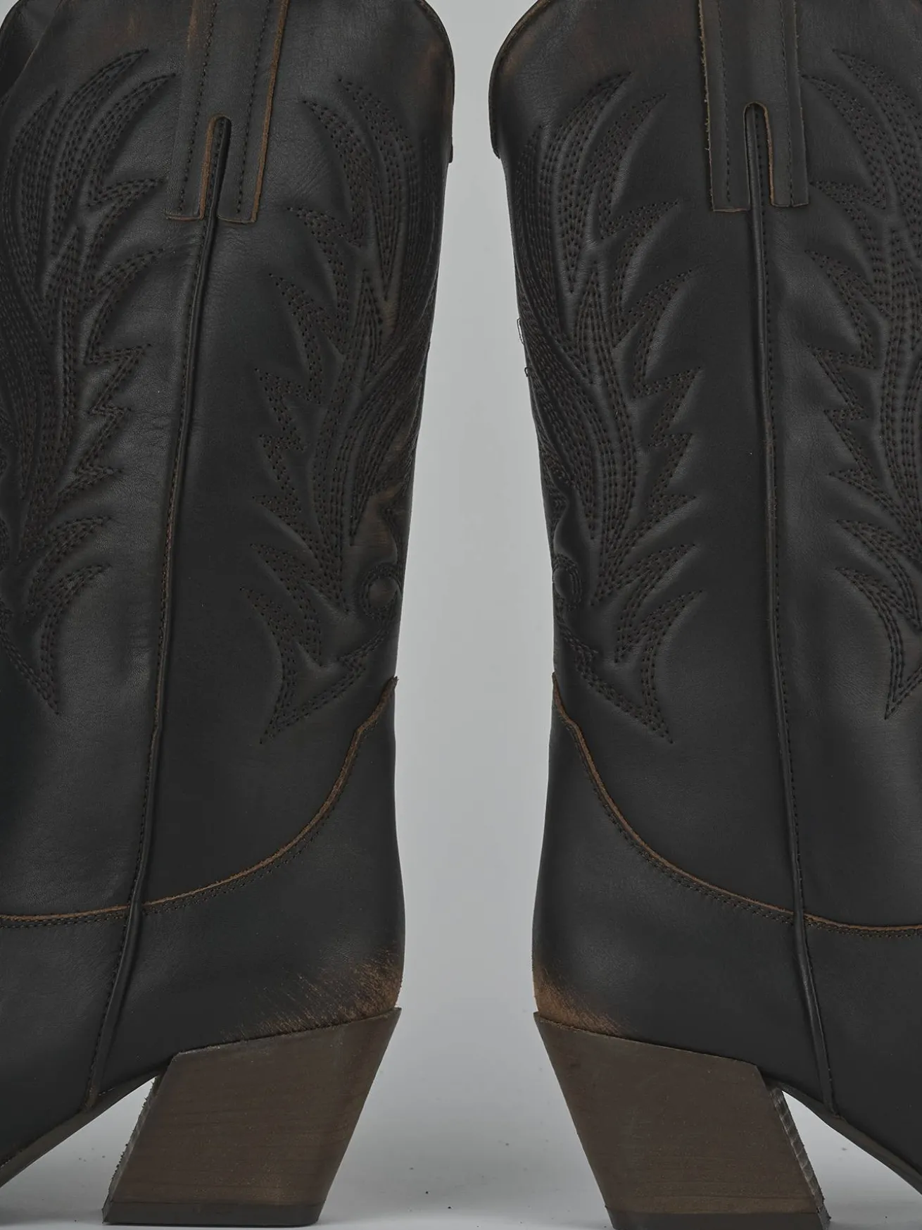 Stivali tacco 5cm pelle marrone