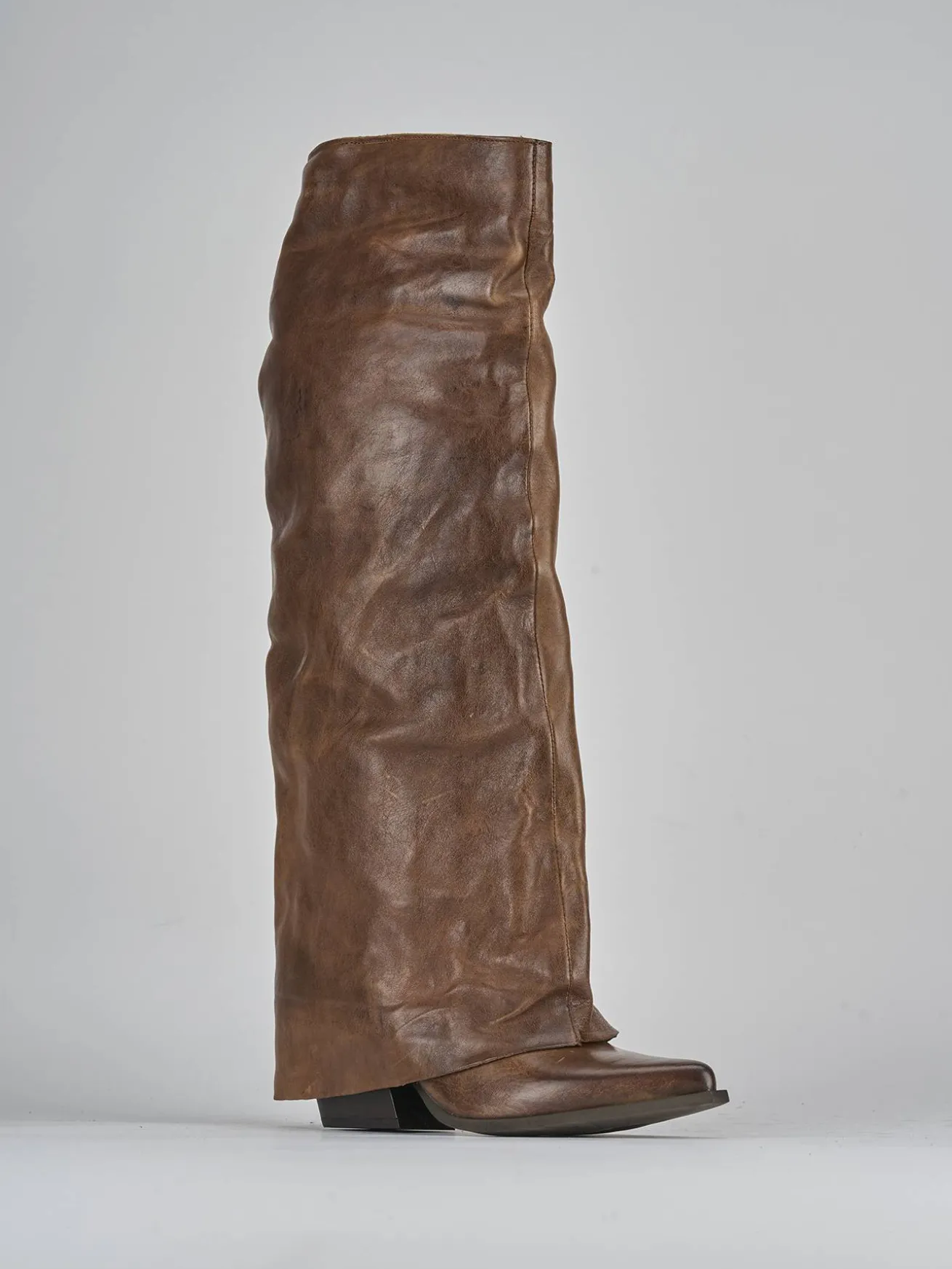 Stivali tacco 6cm pelle marrone