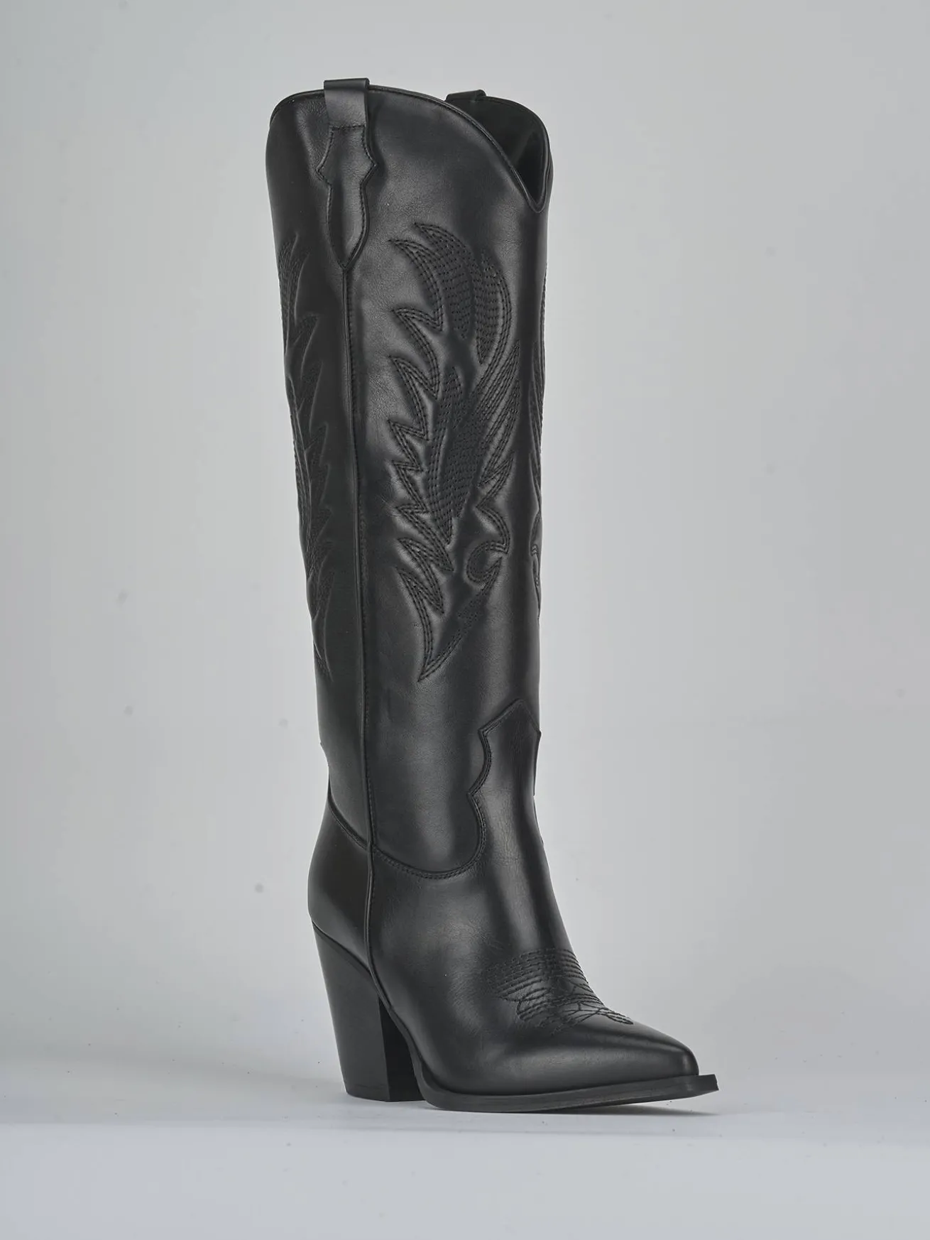 Stivali tacco 8cm pelle nero