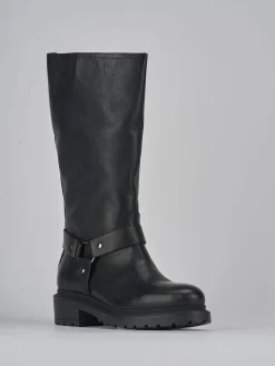 Stivali tacco 2cm pelle nero