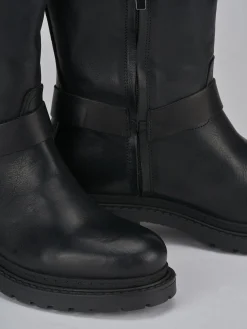 Stivali tacco 2cm pelle nero