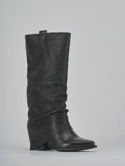 Stivali tacco 7cm pelle nero