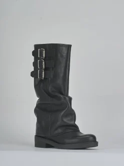 Stivali tacco 3cm pelle nero