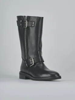 Stivali tacco 2cm pelle nero