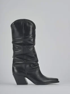 Stivali tacco 6cm pelle nero