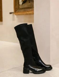 Stivali tacco 6cm pelle nero