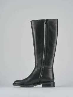 Stivali tacco 2cm pelle nero