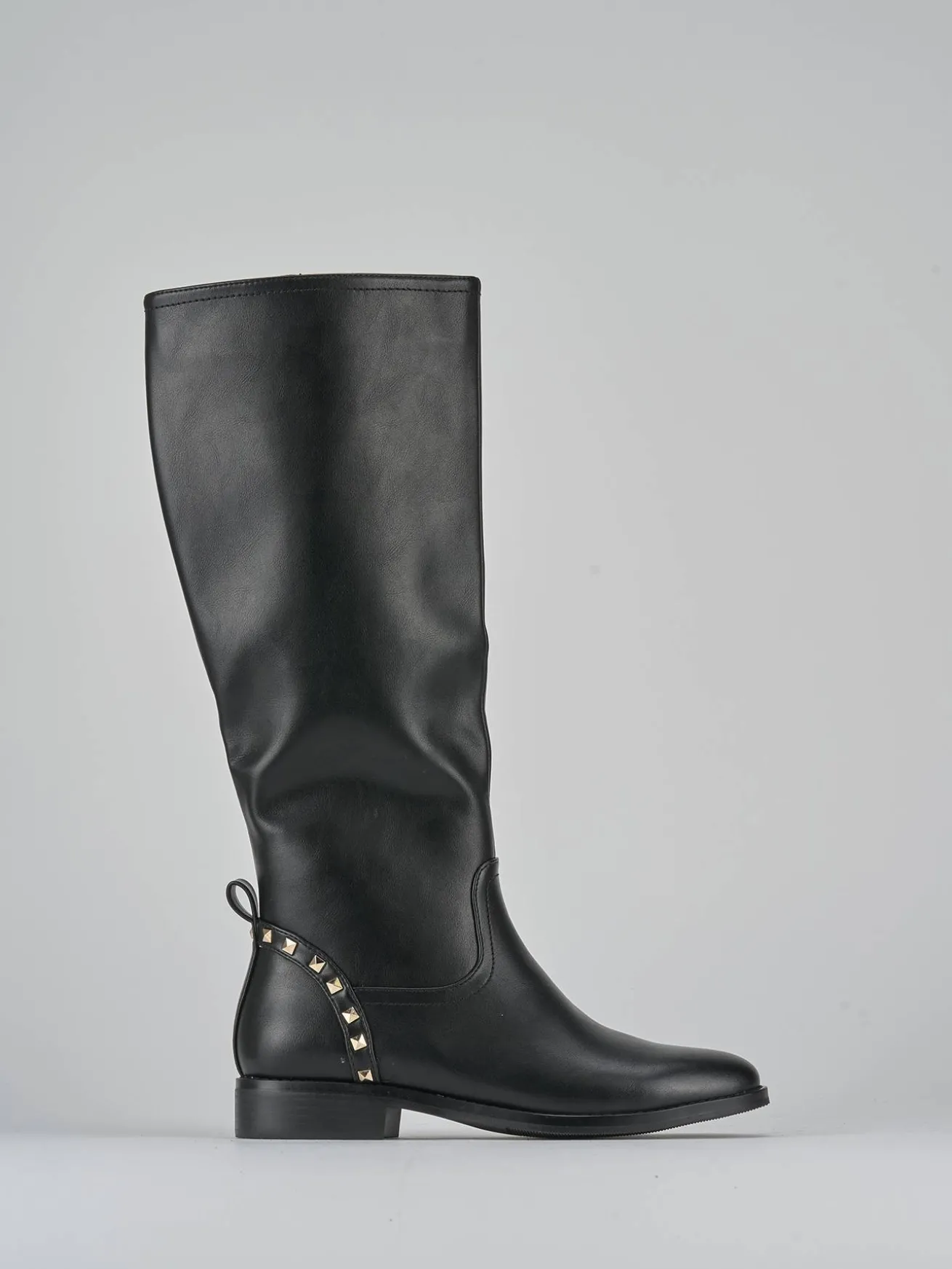 Stivali tacco 1cm pelle nero