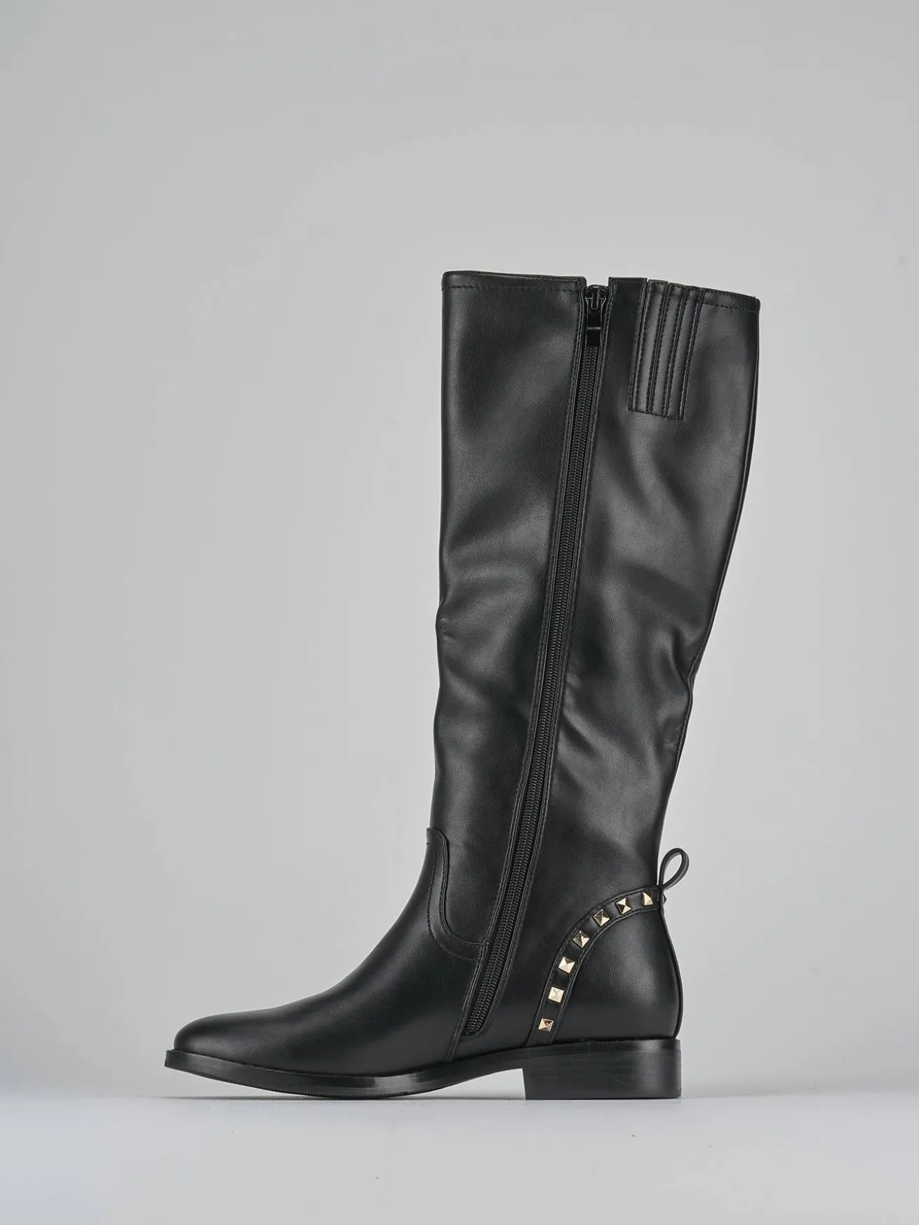 Stivali tacco 1cm pelle nero