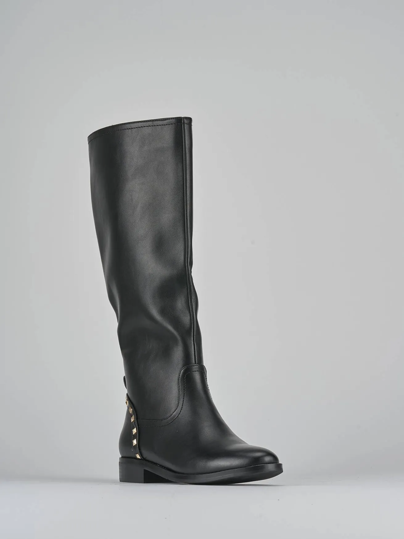 Stivali tacco 1cm pelle nero