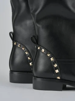 Stivali tacco 1cm pelle nero