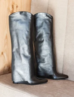 Stivali tacco 10cm pelle nero