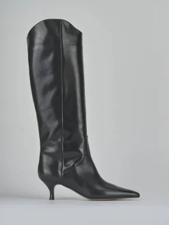 Stivali tacco 5cm pelle nero