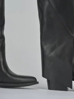 Stivali tacco 8cm pelle nero