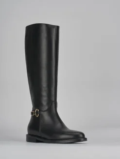 Stivali tacco 2cm pelle nero