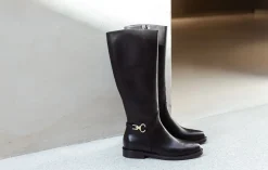 Stivali tacco 2cm pelle nero