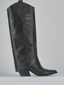 Stivali tacco 7cm pelle nero