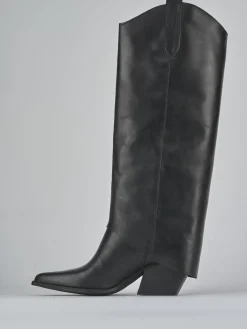 Stivali tacco 7cm pelle nero