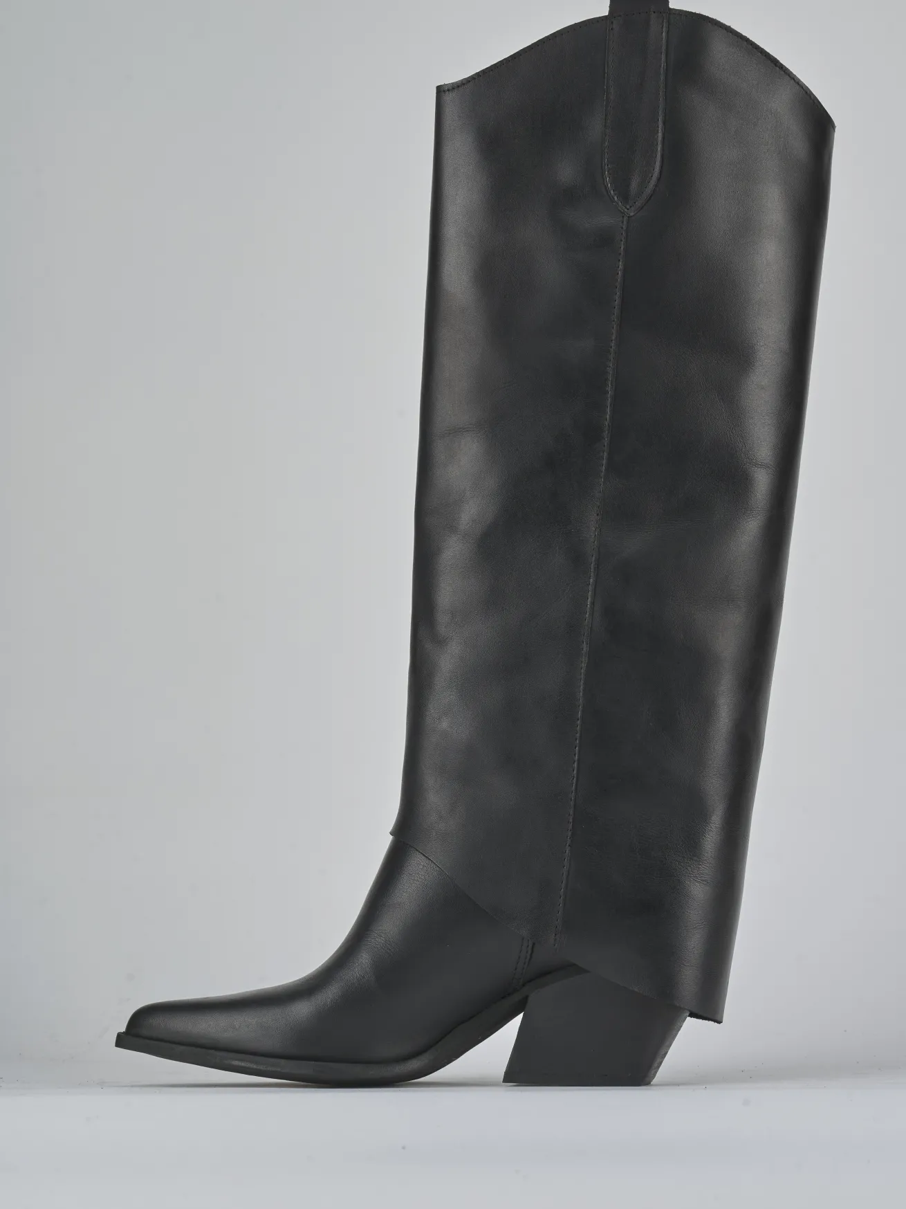 Stivali tacco 7cm pelle nero