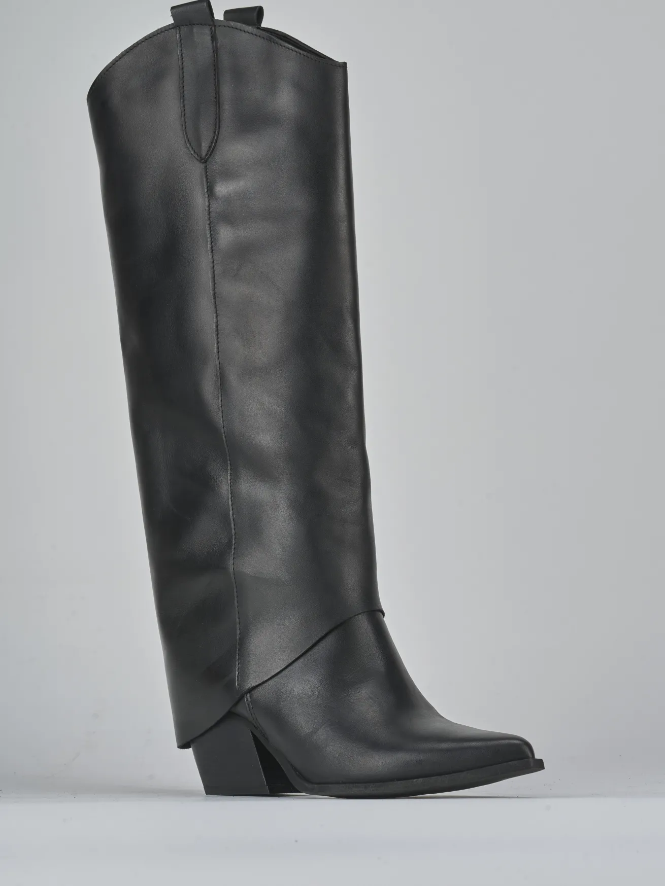 Stivali tacco 7cm pelle nero