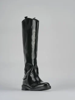 Stivali tacco 2cm pelle nero