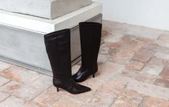 Stivali tacco 5cm pelle nero