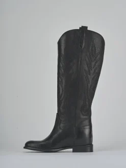 Stivali tacco 2cm pelle nero