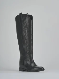 Stivali tacco 2cm pelle nero