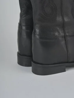 Stivali tacco 2cm pelle nero