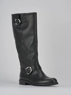 Stivali tacco 2cm pelle nero