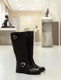 Stivali tacco 2cm pelle nero