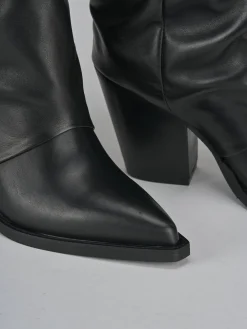 Stivali tacco 9cm pelle nero