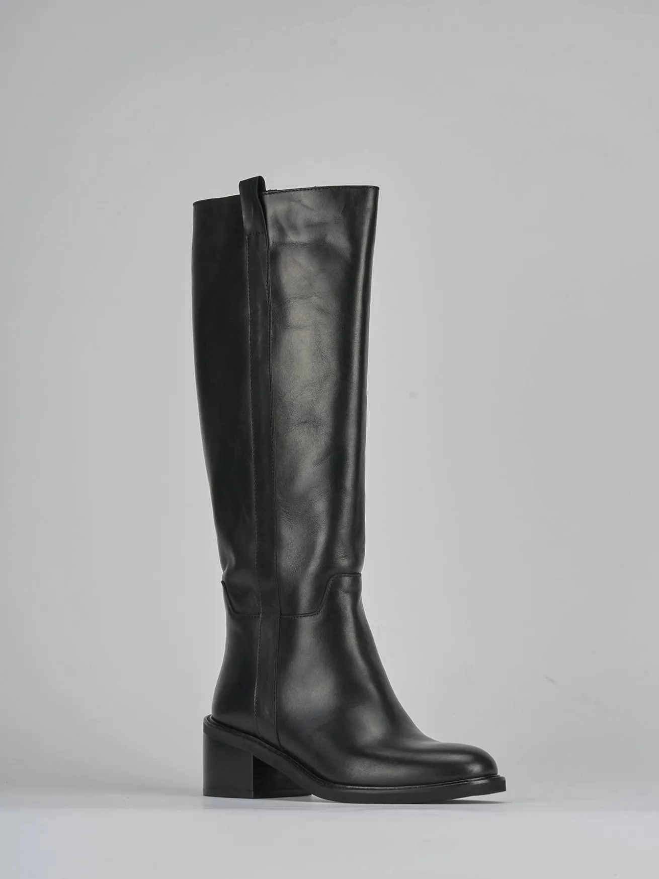 Stivali tacco 5cm pelle nero