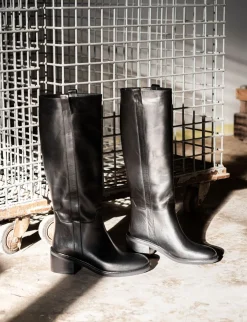 Stivali tacco 5cm pelle nero