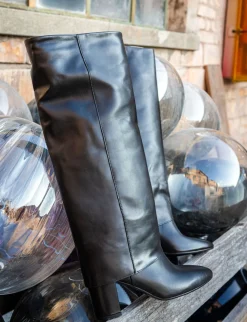 Stivali tacco 7cm pelle nero