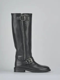 Stivali tacco 2cm pelle nero