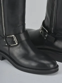 Stivali tacco 2cm pelle nero