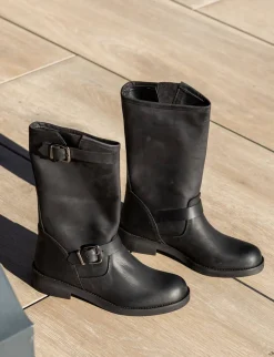 Stivali tacco 3cm pelle nero