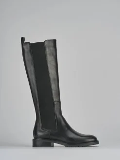 Stivali tacco 2cm pelle nero