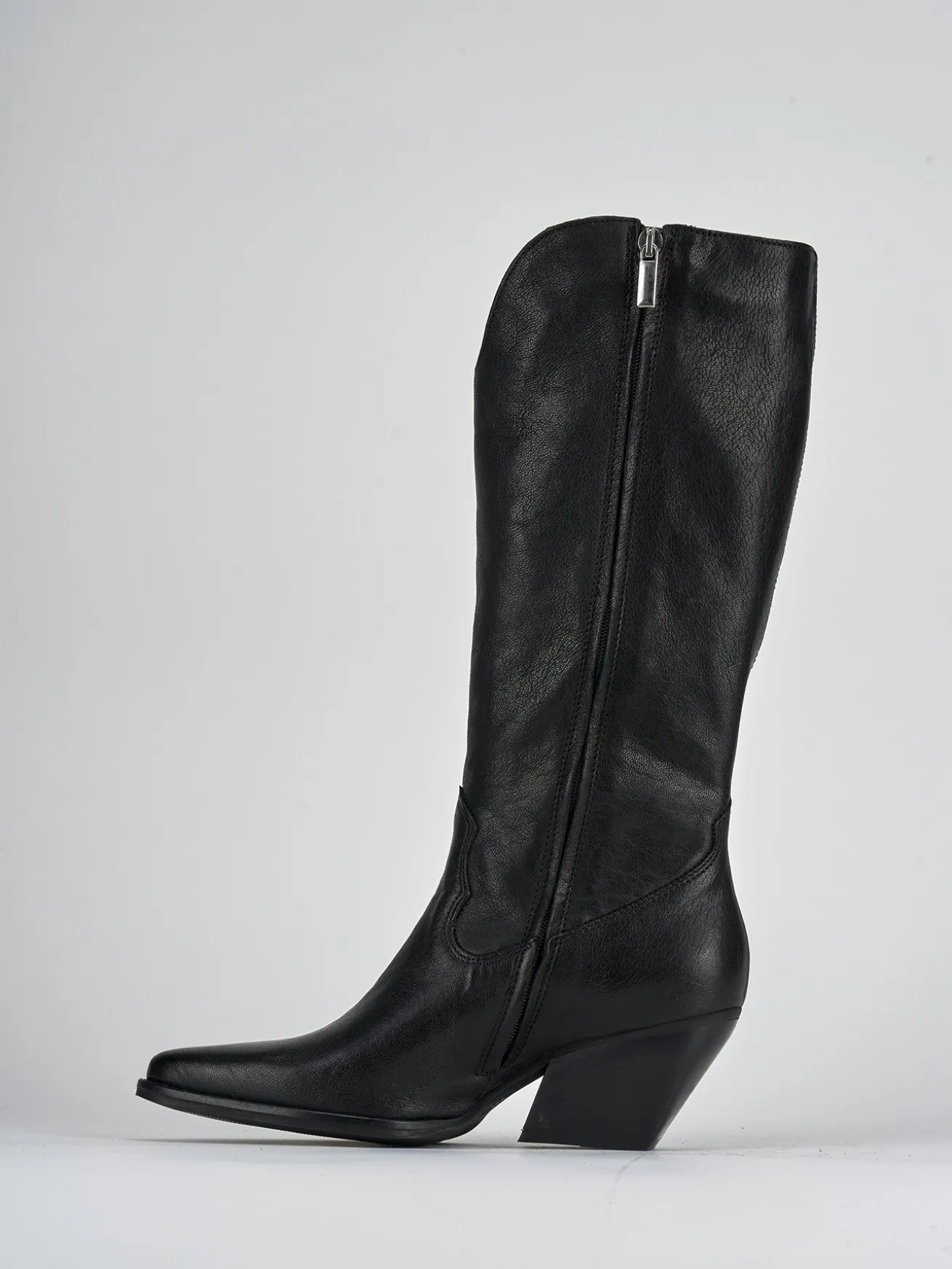 Stivali tacco 7cm pelle nero