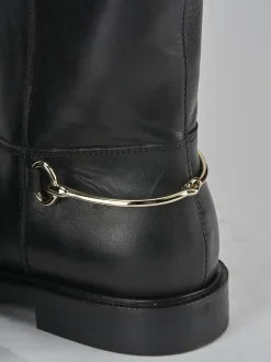 Stivali tacco 2cm pelle nero