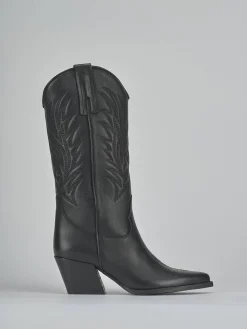 Stivali tacco 5cm pelle nero