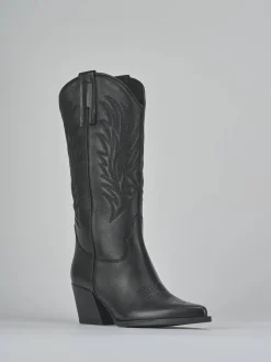 Stivali tacco 5cm pelle nero