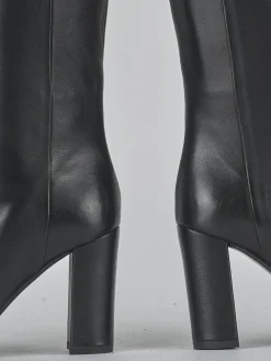 Stivali tacco 5cm pelle nero